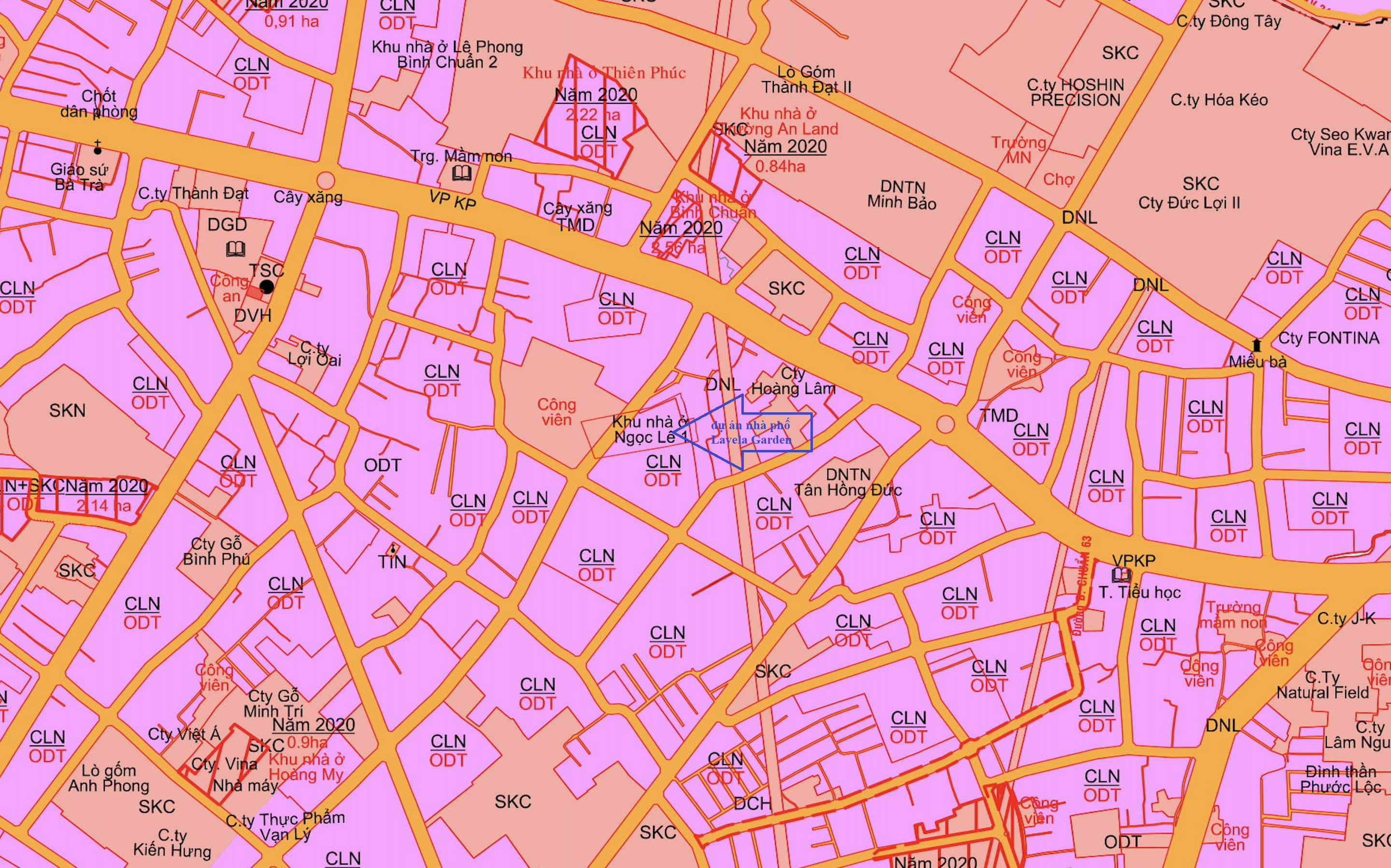 Bản đồ quy hoạch phường Bình Chuẩn, TP Thuận An - nguồn Bản đồ sử dụng đất năm 2020 của TP Thuận An